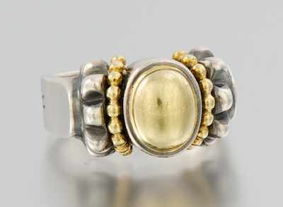 Appraisal: A Lagos Caviar Sterling Silver and k Gold Ring Sterling