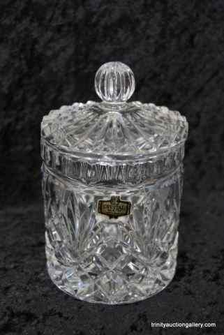 Appraisal: Bohemian Lead Crystal Vanity Jar w TagThis is a very