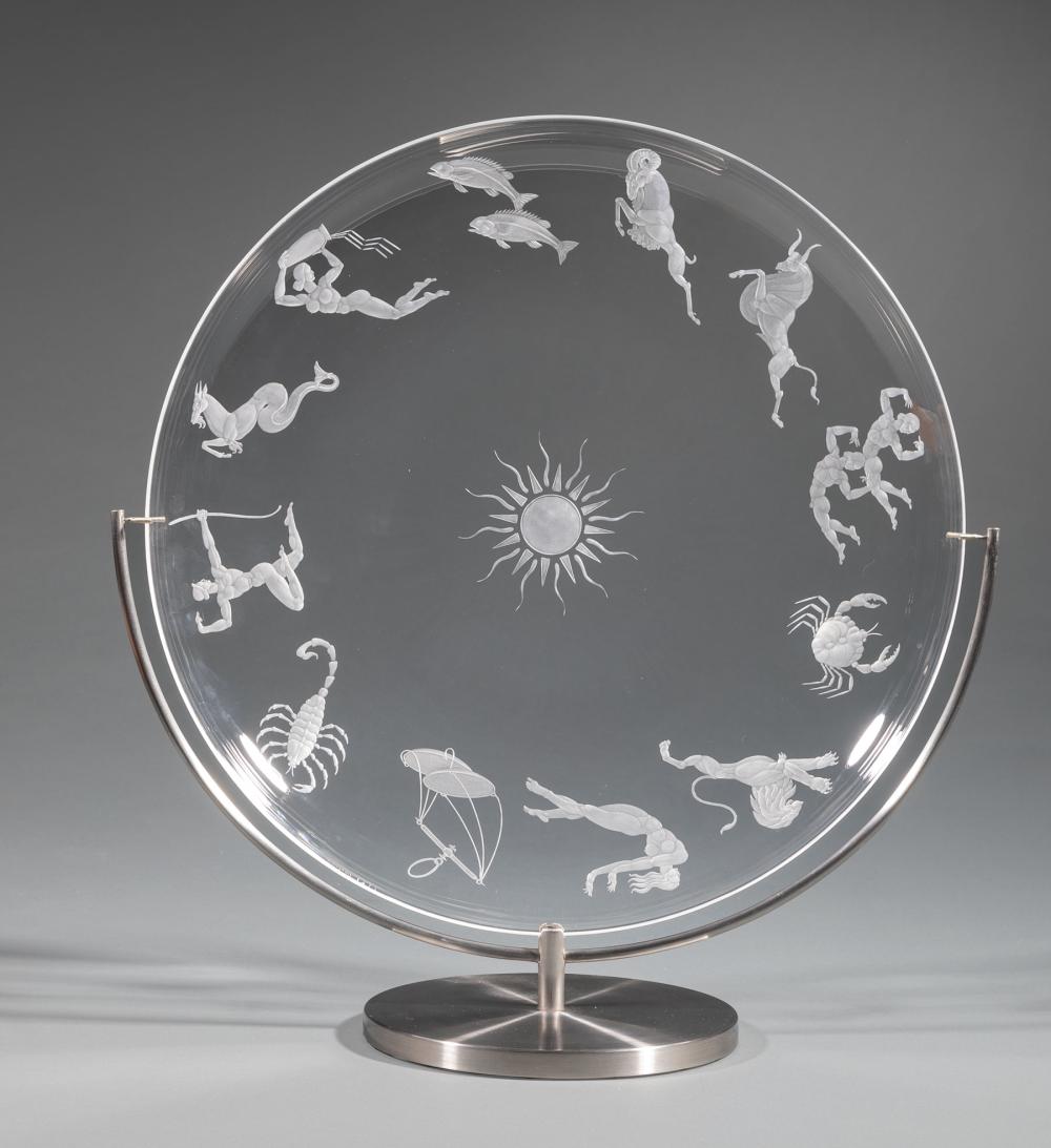 Appraisal: Steuben Glass Zodiac Bowl designed by Sidney Waugh in dia