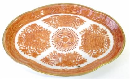 Appraisal: Chinese Export Porcelain orange Fitzhugh spoon tray th century