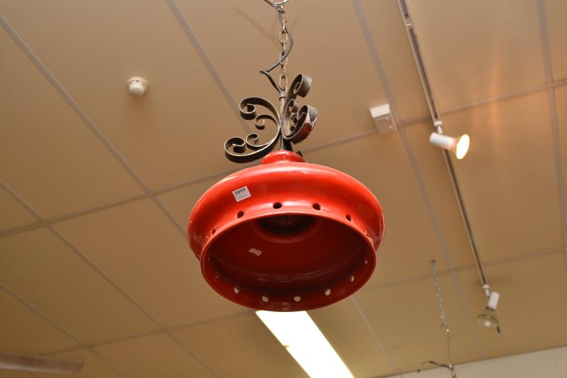 Appraisal: TWO 'S RED CERAMIC LIGHT FITTINGS TWO 'S RED CERAMIC