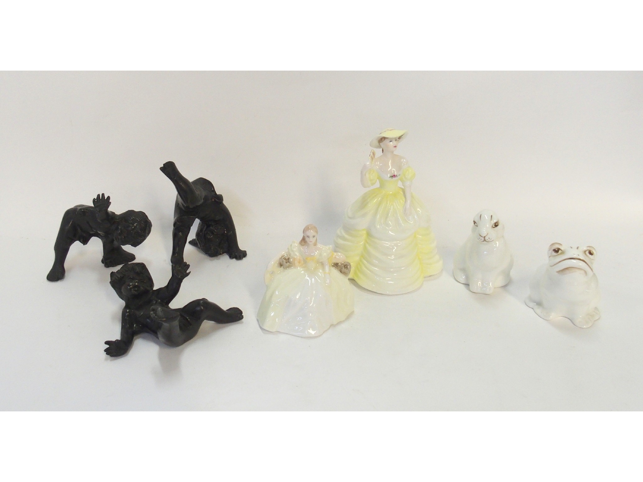 Appraisal: Two Coalport figures of ladies and two animal figures together