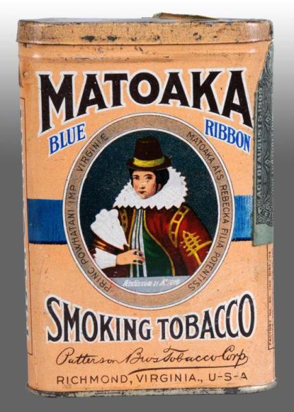 Appraisal: Matoaka Vertical Pocket Tobacco Tin Description Manufactured by Patterson Brothers