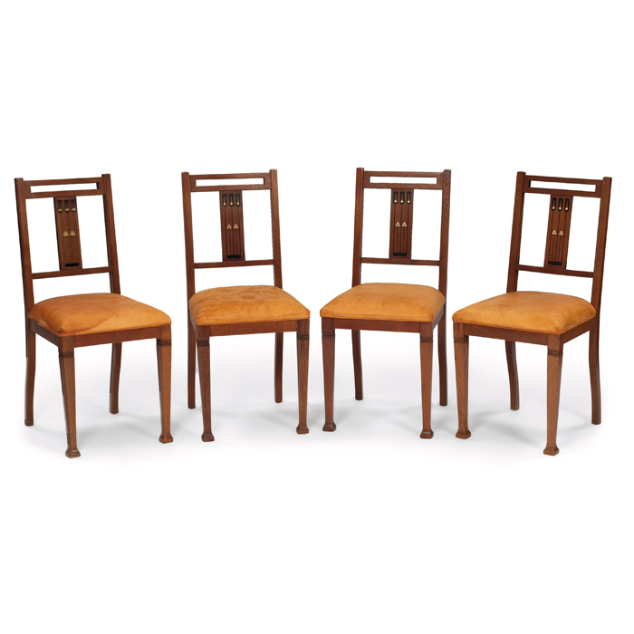 Appraisal: Arts and Crafts dining chairs set of four Secessionist influenced