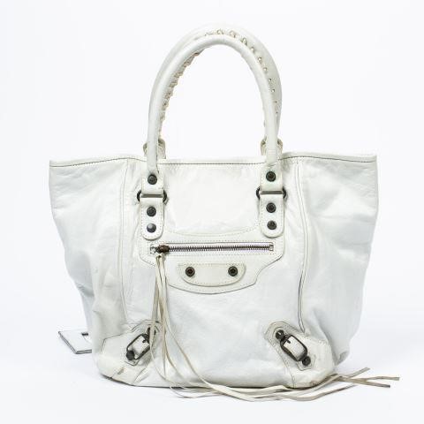 Appraisal: Balenciaga Motocross Classic Velo handbag in Blanc Cr me distressed