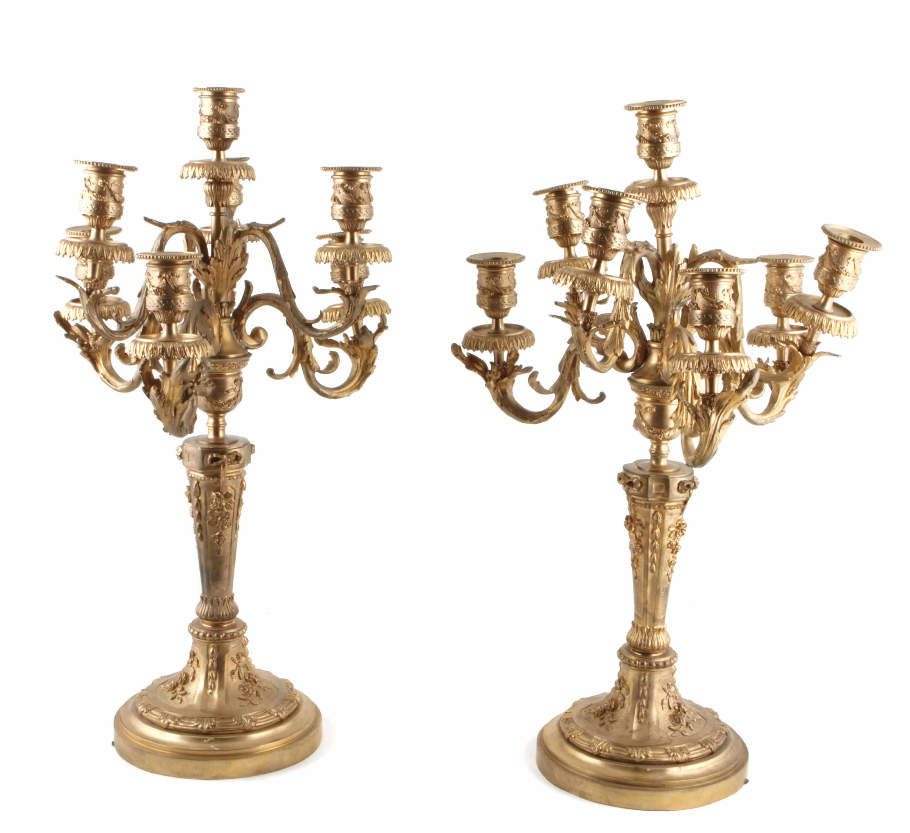 Appraisal: A pair of Louis XV style gilt bronze seven light