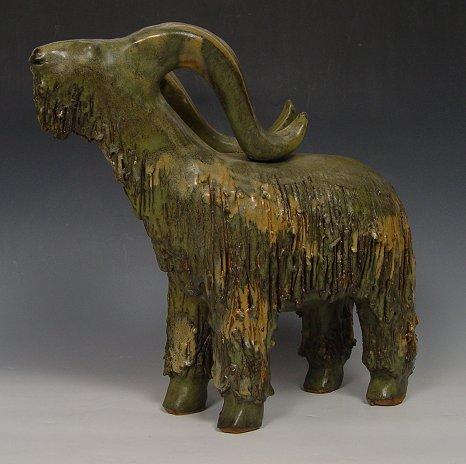 Appraisal: VANDERVEEN Loet American - Mountain Goat Glazed Terracotta produced expressly