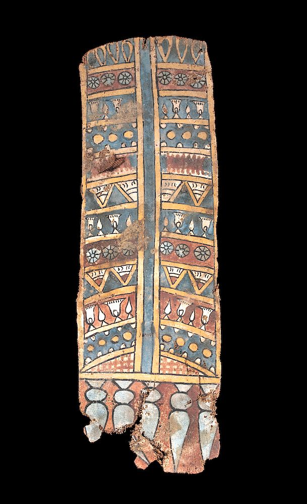 Appraisal: Egyptian Cartonnage Panel - Lotuses and Chalices Egypt Late Dynastic