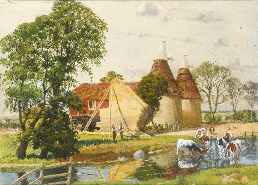 Appraisal: EDWARD WALKER - OAST HOUSES signed pencil and watercolour heightened