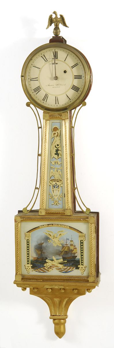 Appraisal: ANTIQUE AMERICAN BANJO CLOCK With gilt eagle finial on wooden