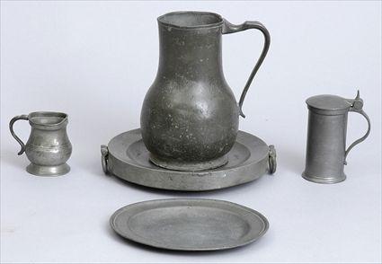 Appraisal: GROUP OF FIVE ENGLISH AND CONTINENTAL PEWTER TABLE ARTICLES Comprising