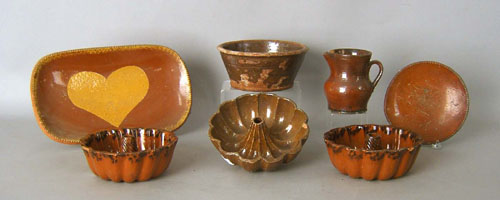 Appraisal: Group of redware to include turks head molds platter etc