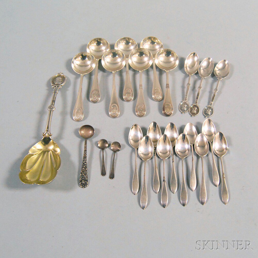 Appraisal: Group of Assorted Sterling Silver Spoons two salt spoons a