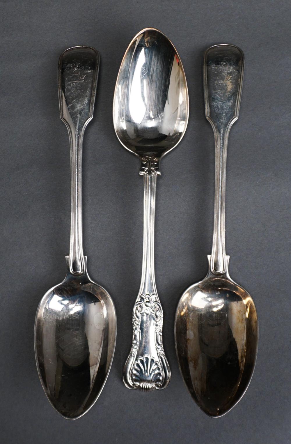 Appraisal: Three William IV Silver Soup Spoons London and Glasgow Total