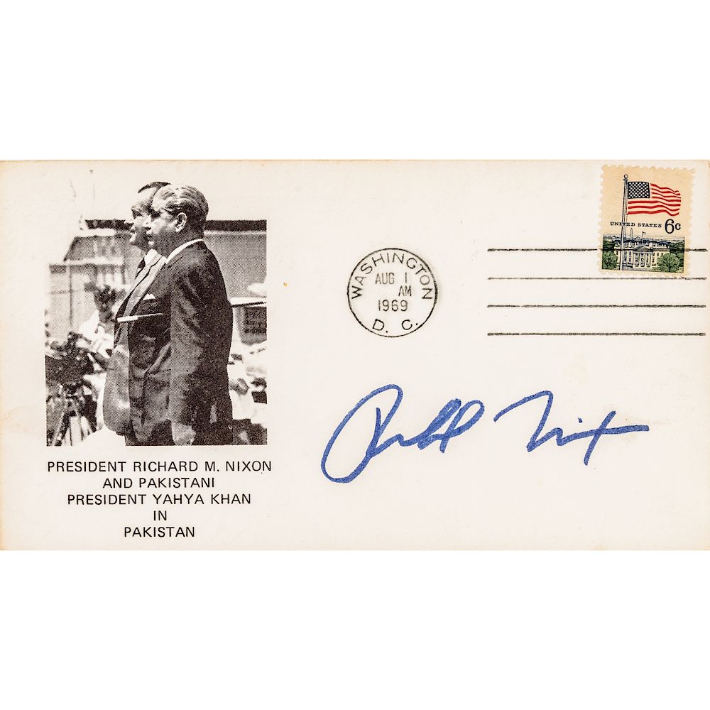 Appraisal: RICHARD NIXON Signed Autograph Card Signed Cache Postal Cover Autographs