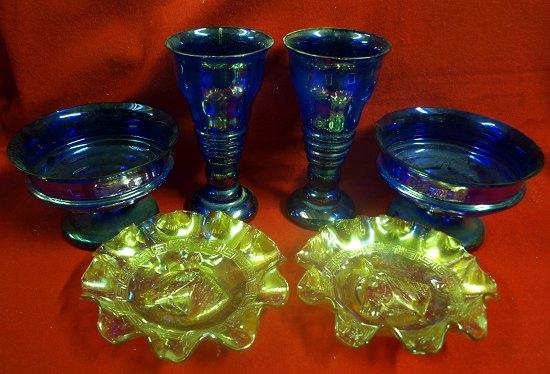 Appraisal: A pair blue glass vases cm high a pair of