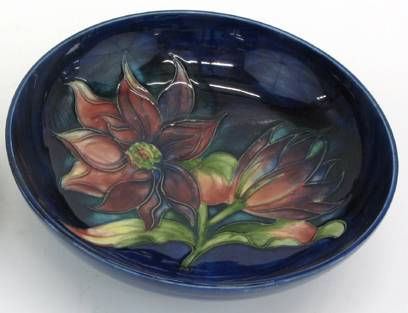 Appraisal: MOORCROFT GLAZED ART POTTERY BOWL - D stylized colorful flowers