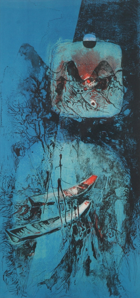 Appraisal: LEBADANG Vietnamese French b MAN WITH BOATS signed and numbered