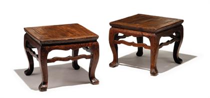 Appraisal: Pair of Chinese Jumu square waisted stools ming dynasty Of