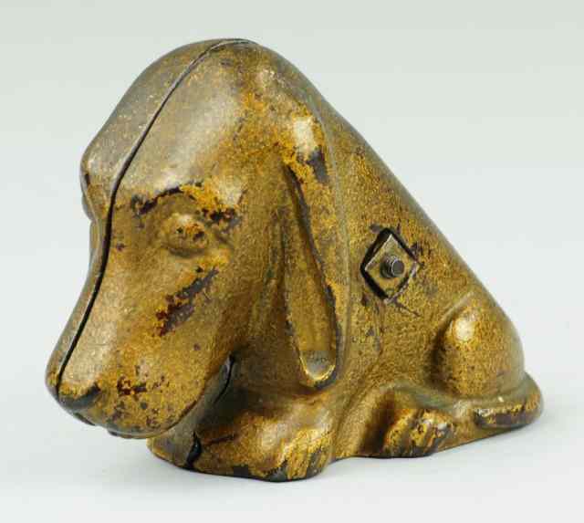 Appraisal: BASSETT HOUND STILL BANK Rare example cast iron stylized deco