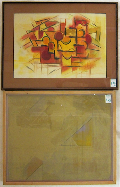 Appraisal: TWO ABSTRACT MIXED MEDIAS Bonnie Bronson Portland Oregon - titled