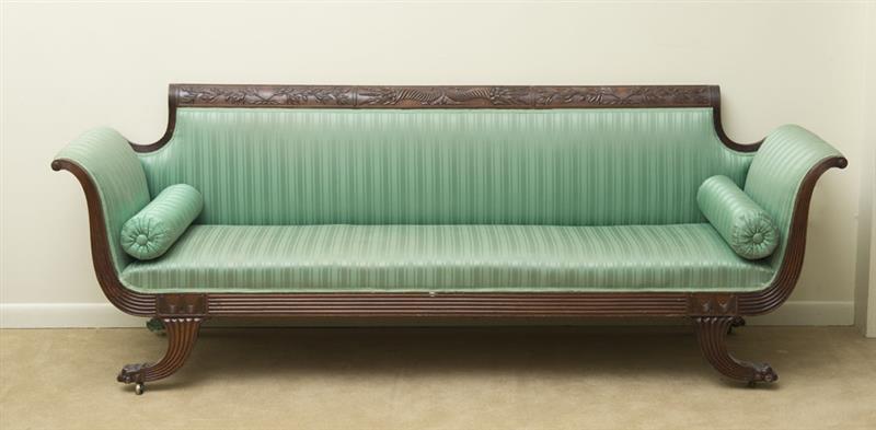 Appraisal: FEDERAL CARVED MAHOGANY SETTEE in x ft in x in