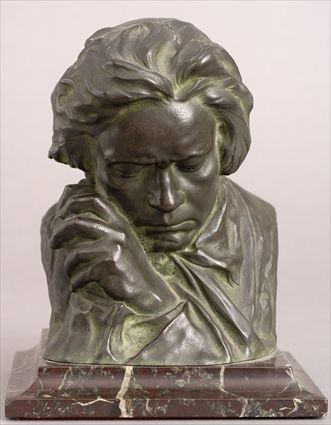 Appraisal: FIX-MASSEAU PIERRE-PHILIPPE HEAD OF BEETHOVEN Bronze with impressed signature and