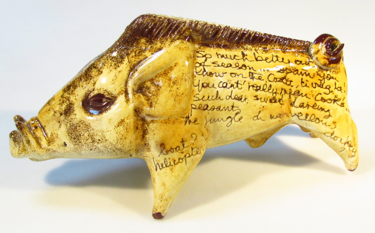 Appraisal: A Chelsea Pottery Studio travel boar figure formed as a