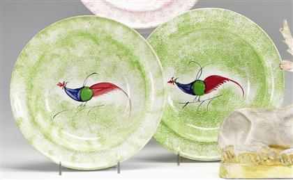 Appraisal: Two spatterware soup plates early th century With green spatter