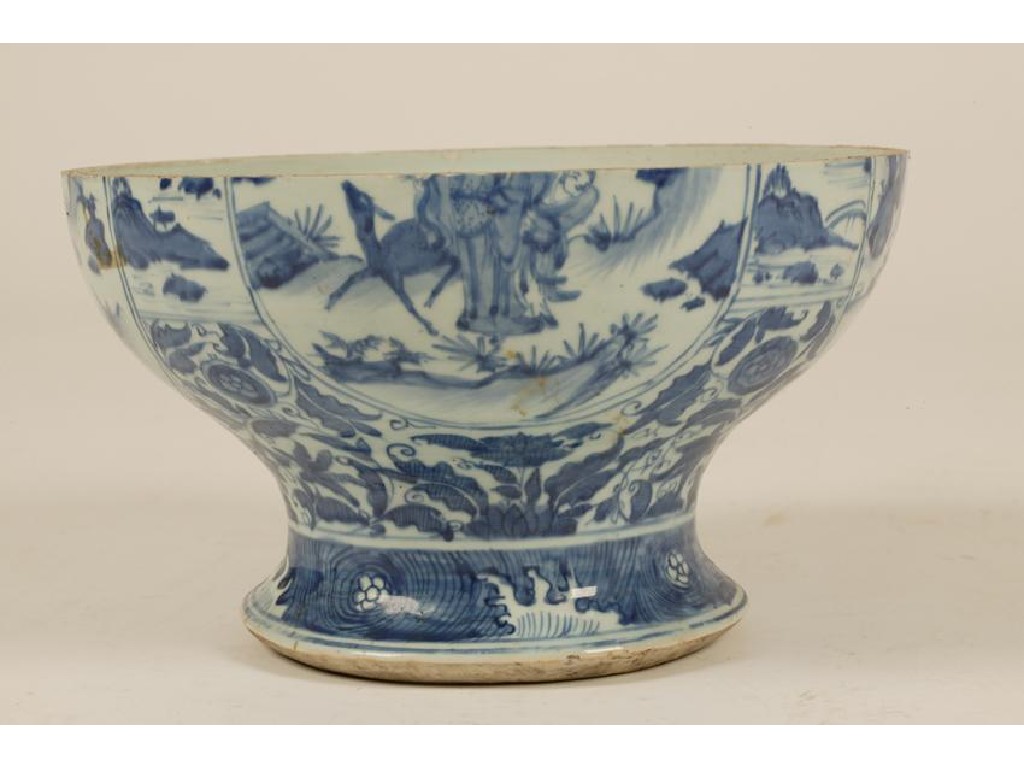 Appraisal: A CHINESE BLUE AND WHITE VASE decorated with panels of