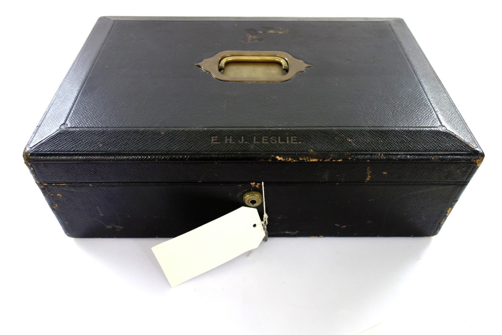 Appraisal: A George V black leather dispatches box by Wickwar Co