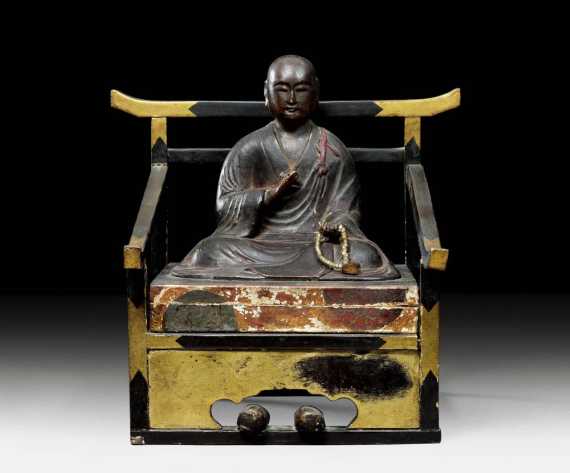 Appraisal: FIGURE OF A MONK MEDITATING Japan th century H cm