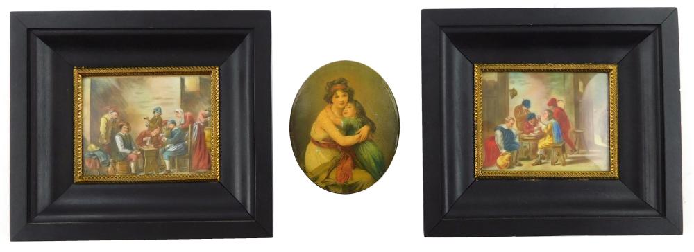 Appraisal: MINIATURES Three pieces including two genre scenes and a portrait