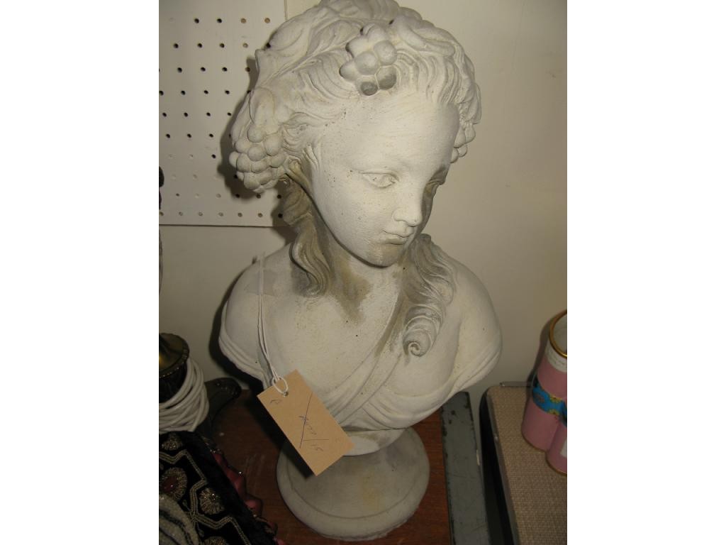 Appraisal: A moulded composition portrait bust of a young lady in