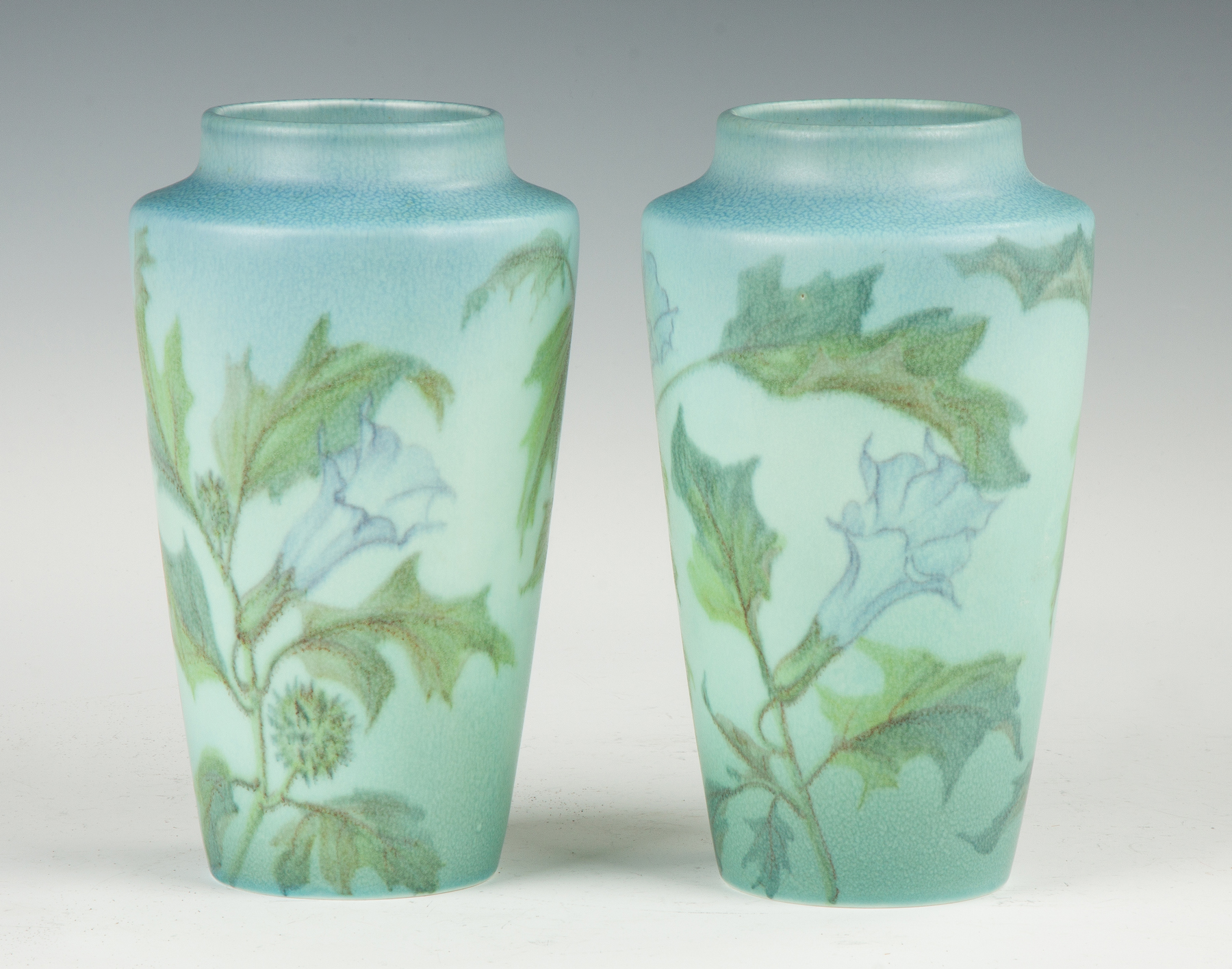 Appraisal: Pair of Rookwood Vellum Glazed Vases Artist Margaret McDonald Decorated