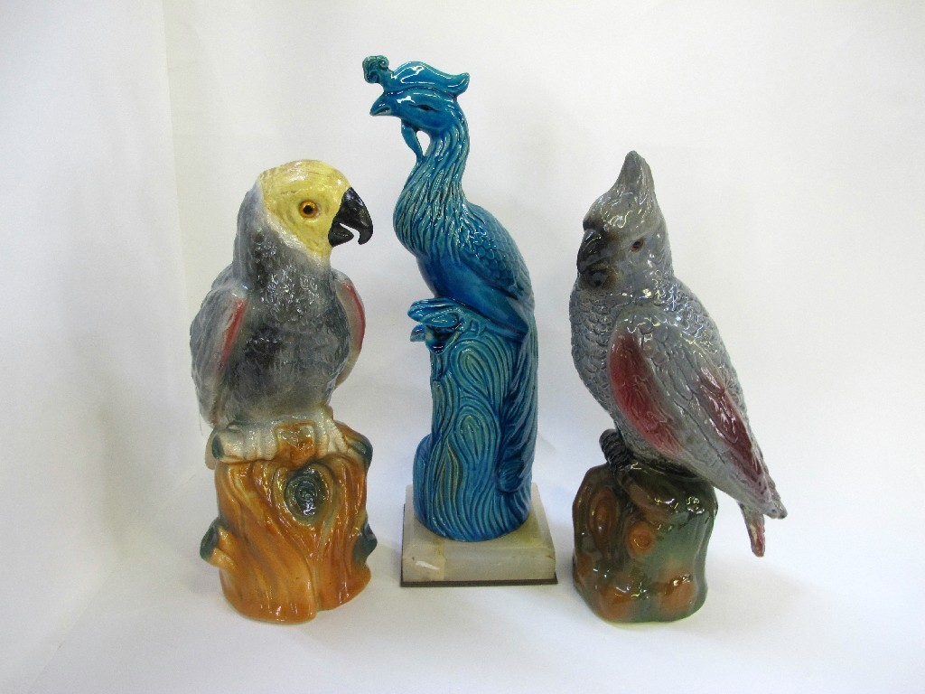 Appraisal: Victorian Bo'ness pottery cockatoo and a parrot including an oriental