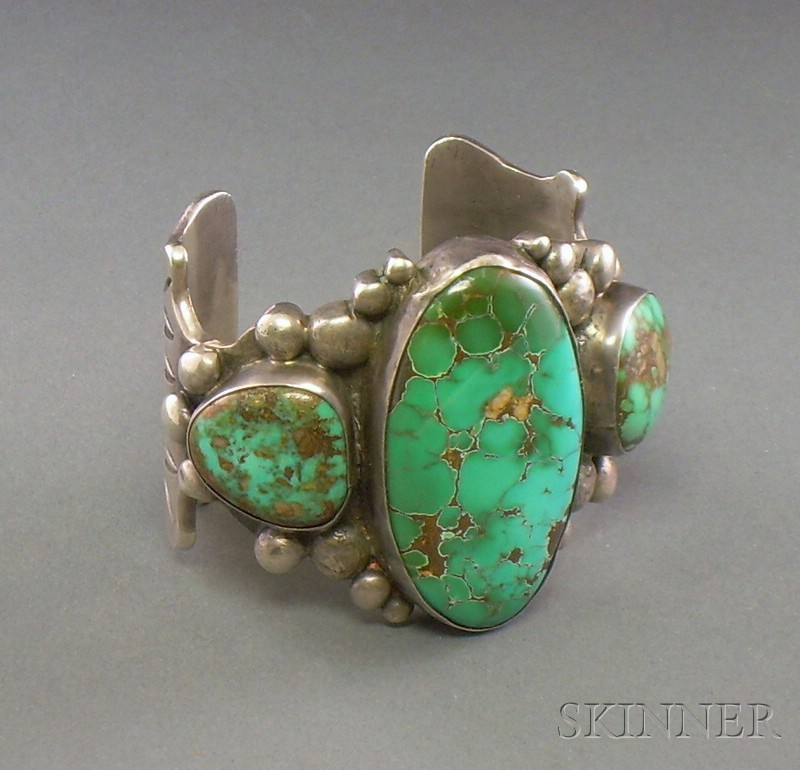 Appraisal: Southwest Silver and Turquoise Bracelet Navajo first half th century