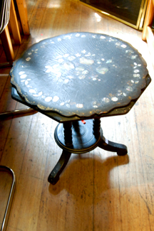 Appraisal: EDWARDIAN OCCASIONAL TABLE WITH ADDED VICTORIAN PAPIER MACHE TOP