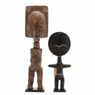 Appraisal: Ghana Two Ashanti Aku carved wood the taller piece with