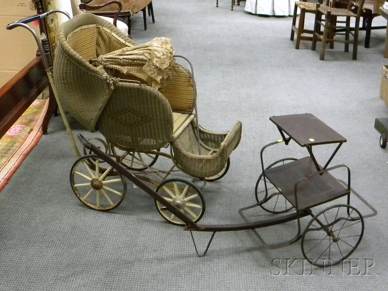 Appraisal: Vintage Painted Woven Fiber Stroller and a Heywood Bros Painted