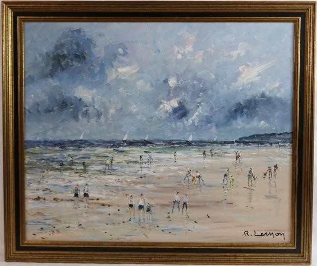 Appraisal: RENEE JACQUES LERNON C FRANCE OILPAINTING ON CANVAS DEPICTING BEACH