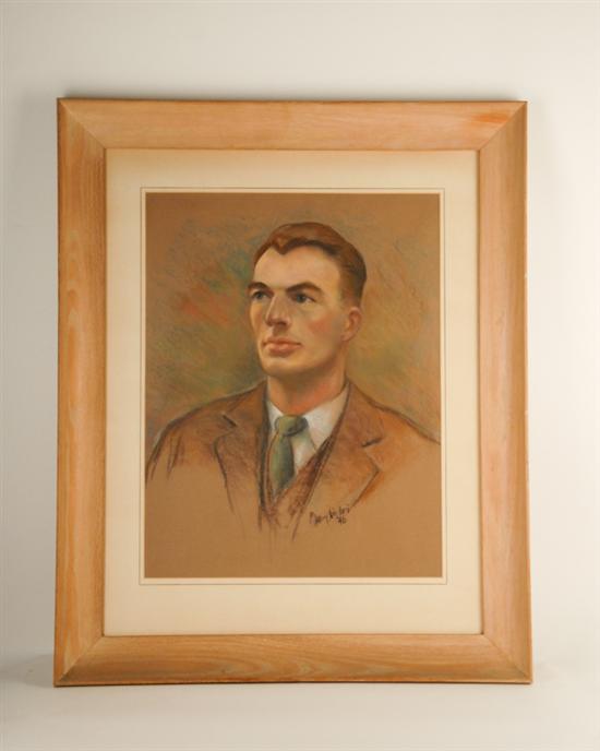 Appraisal: Artist Unknown Portrait of Mid-Century Gentleman Pastel Illegibly signed and