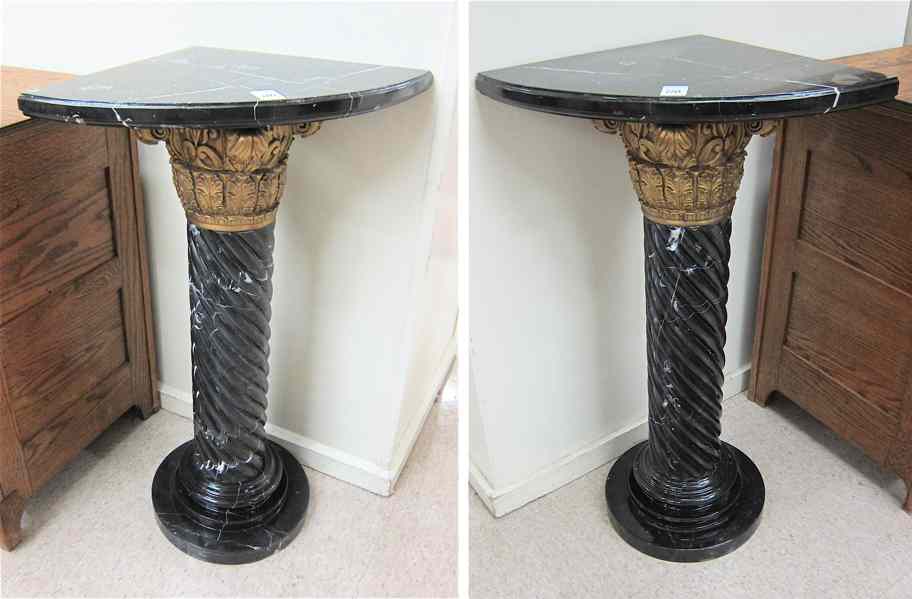 Appraisal: A PAIR OF ORMOLU AND BLACK ITALIAN PORFIDO MARBLE CORNER