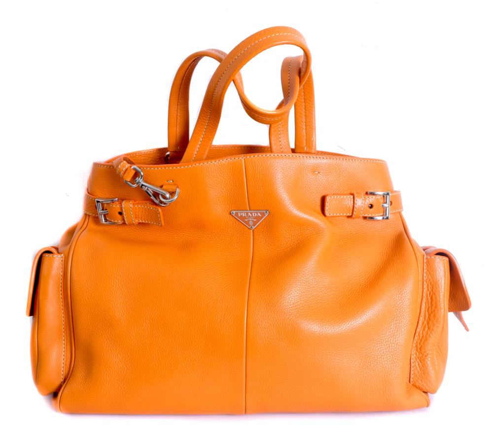 Appraisal: LIKE NEW PRADA SADDLE BAG IN ORANGE CALFSKINLike new condition