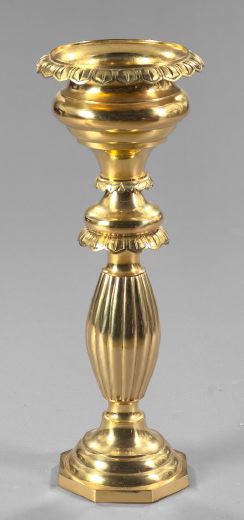 Appraisal: Continental Polished Brass Floor-Standing Bottle Cooler third quarter th century