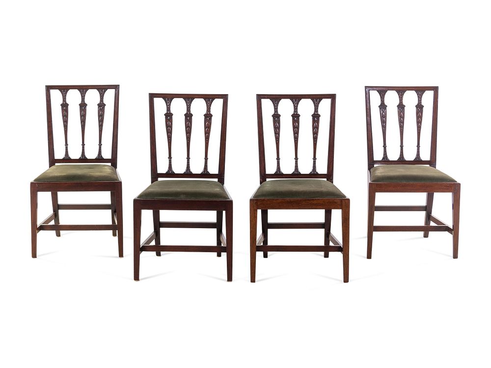 Appraisal: A Set of Four George III Style Mahogany Side Chairs