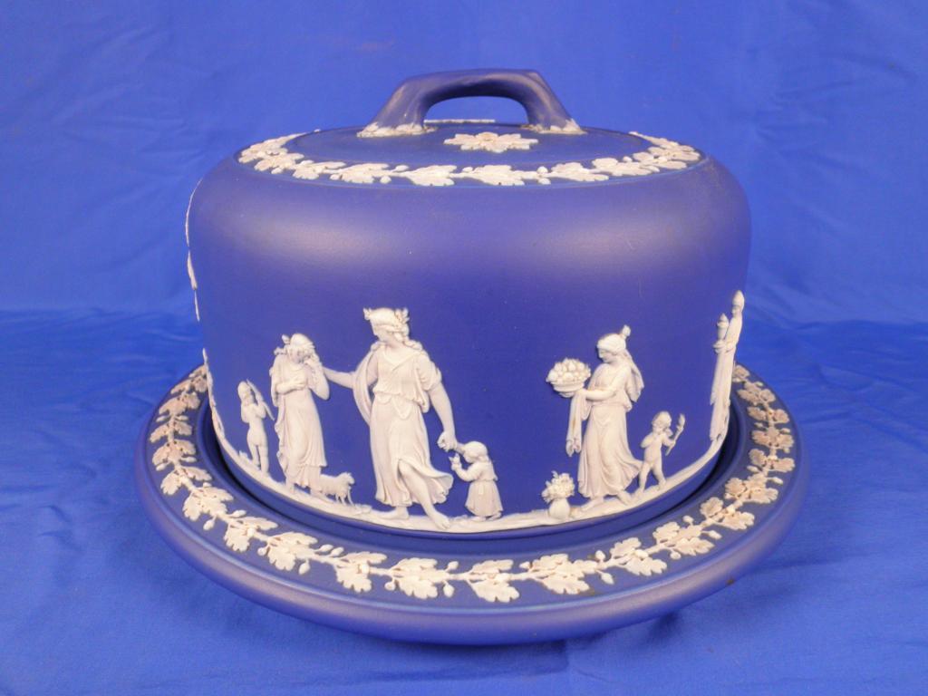 Appraisal: A Wedgwood blue Jasperware cheese dish and cover with an