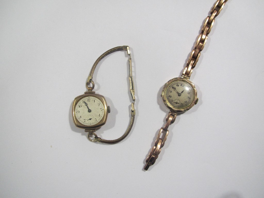 Appraisal: Two ladies ct gold cased wrist watches one with ct