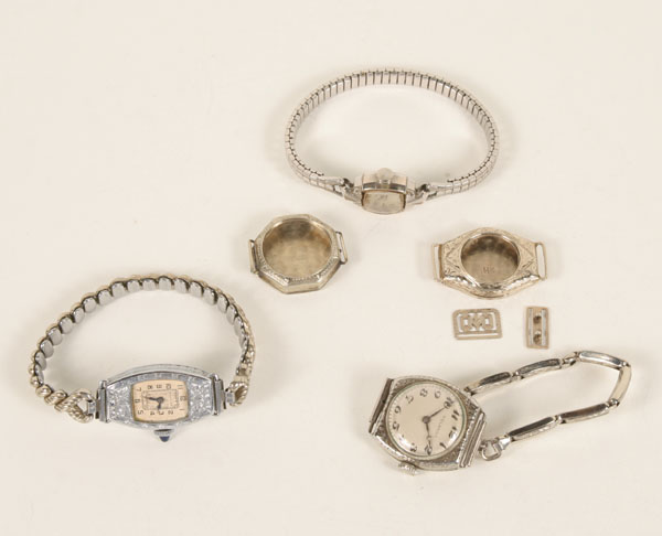 Appraisal: Five Art Deco and Victorian ladies white gold watches and