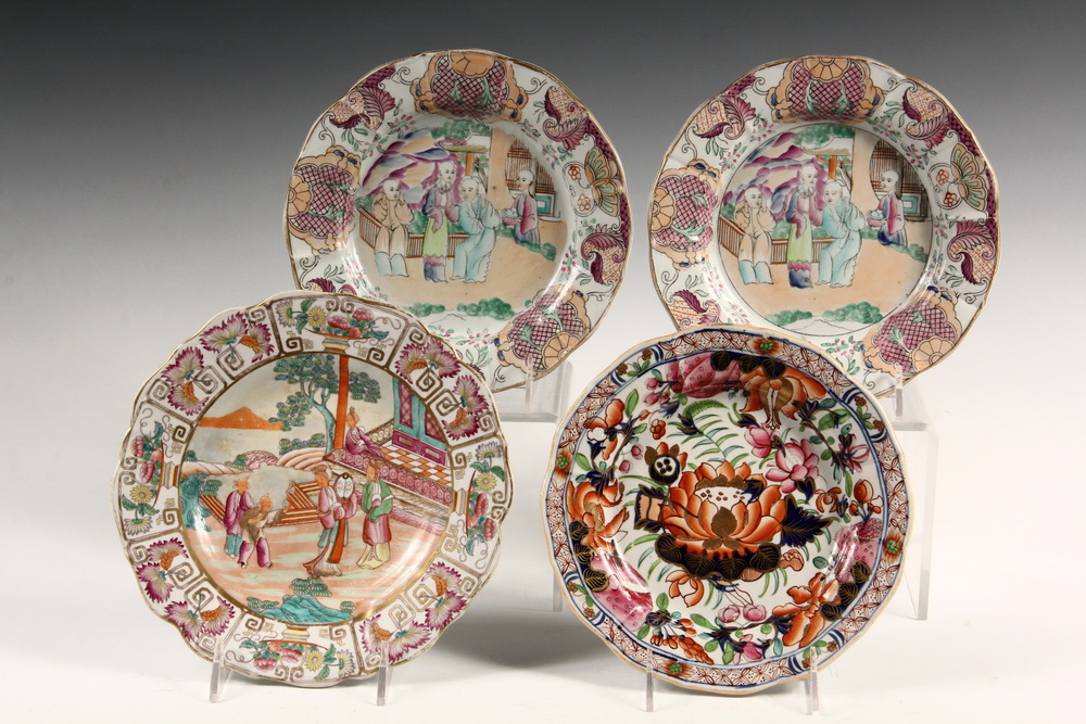 Appraisal: EARLY ENGLISH IRONSTONE CHINOISERIE PLATES - Including Pair of Mandarin